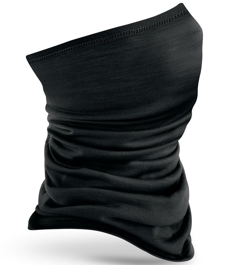 ASVP Shop Merino Wool Multi-Purpose Neck Gaiter - 100% Merino Wool Face Mask, Skiing Neck Warmer, Breathable & Quick-Drying Headwear (Black)