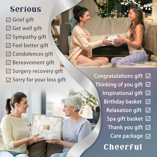AHAGIFTREE سلال هدايا للنساء، 11 قطعة حزمة رعاية، أفكر فيك، هدايا التعافي بعد الجراحة للنساء، نتمنى لك الشفاء العاجل بعد الجراحة، هدايا عيد الميلاد، شكراً لك، سلال هدايا التعزية للنساء - Image 3