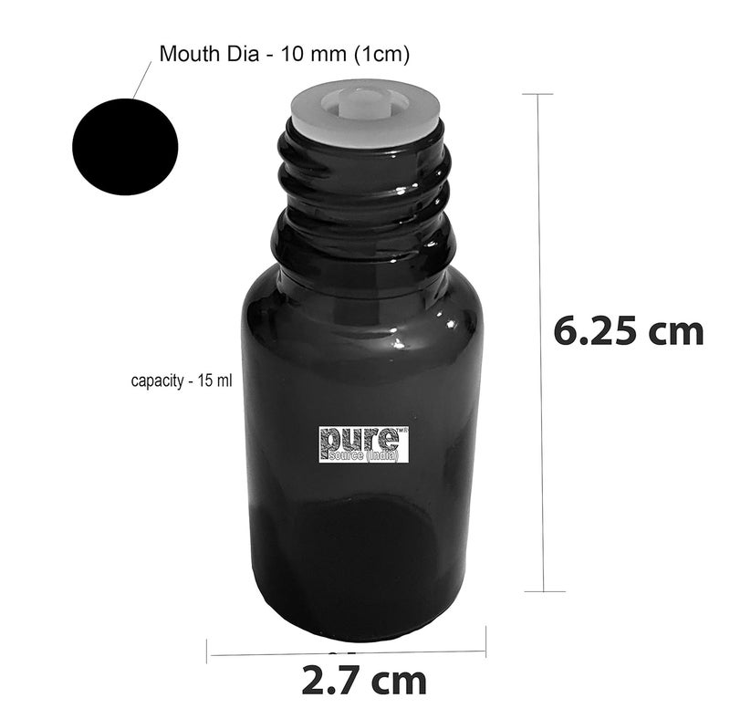 Pure Source India Pure Source India Empty 15 ML Amber Glass Bottle With LeakProof Euro Dropper And Cap With Seal MultipurposeSet of 24 Pieces  - Image 3