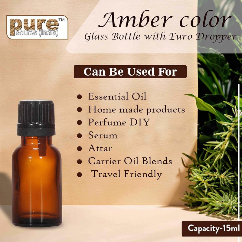 Pure Source India Pure Source India Empty 15 ML Amber Glass Bottle With LeakProof Euro Dropper And Cap With Seal MultipurposeSet of 24 Pieces  - Image 5