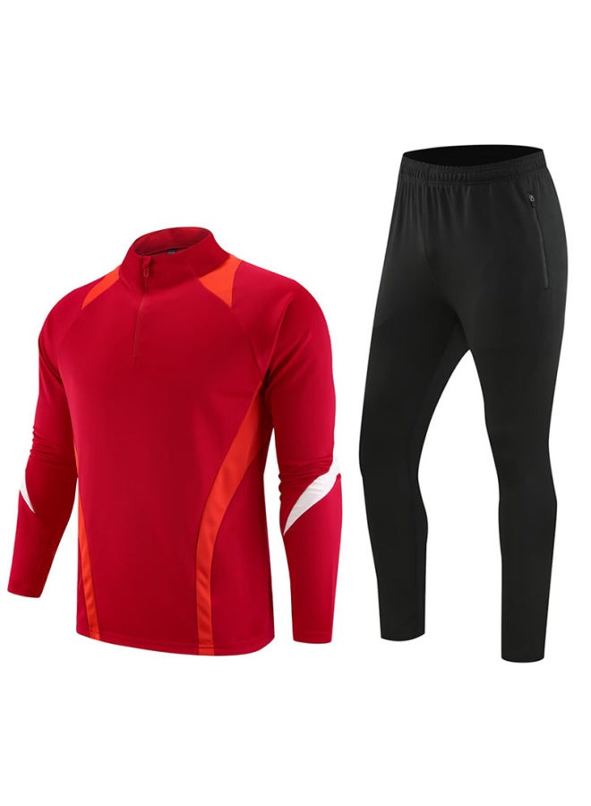 New Half  Football Sportswear Suit Long Sleeve Track And Field Running Training Clothing Adult Children over Sweatshirt Trousers