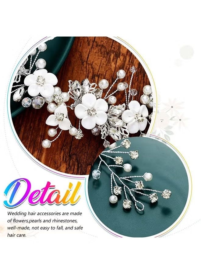 Flower Bride Wedding Hair Vine Crystal Bridal Headpieces Pearl Hair Accessories for Women and Girls - Image 3