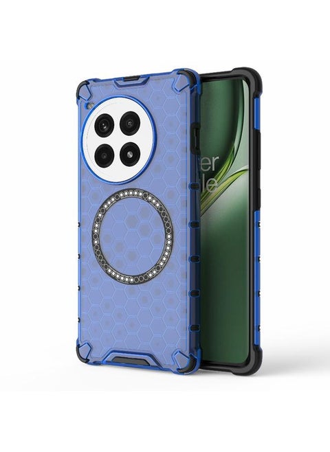 For OnePlus Ace 3 Pro 5G Honeycomb Magnetic Ring Shockproof Phone Case(Blue)