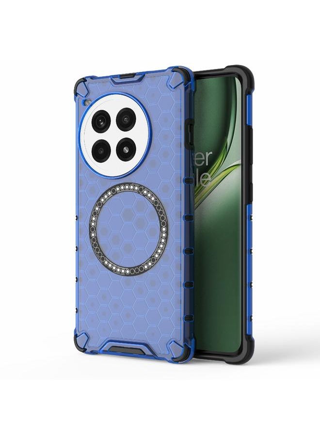 For OnePlus Ace 3 Pro 5G Honeycomb Magnetic Ring Shockproof Phone Case(Blue)