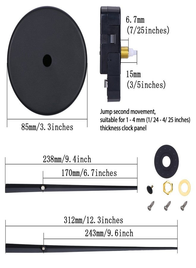 Mudder 3D Clock Hands DIY Wall Clock for Kitchen Office and Home Art Decor Quartz Clock Movement Mechanism Accessories (Black) - Image 2