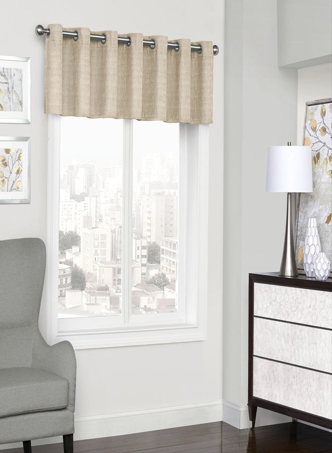 ECLIPSE Kitchen Valances for Windows - Trevi 52" x 18" Short Curtain Valance Small Window Blackout Curtains Bathroom, Living Room and Kitchens, Natural - Image 1