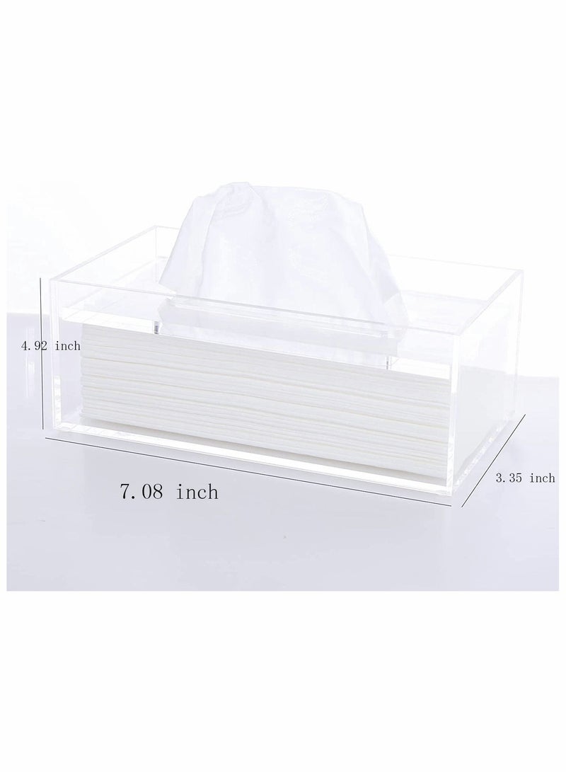 SYOSI Acrylic Tissue Dispenser Box Cover Holder Clear Rectangle Napkin Organizer for Bathroom, Kitchen and Office Bedroom - Image 2