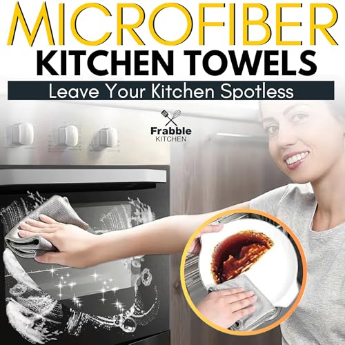 Frabble Kitchen 4 Pack Microfiber Kitchen Cloth for Cleaning - Magic Cleaning Cloth for Dusting, Cooking, Glass, Car & Utensils - Super Absorbent, Lint-Free, Reusable Duster Towel for Home & Kitchen - Image 2