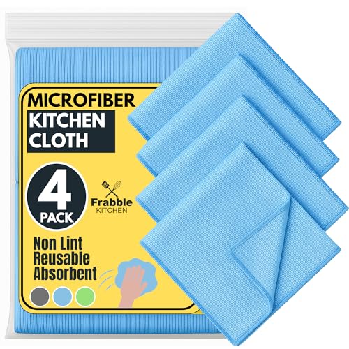 Frabble Kitchen 4 Pack Microfiber Kitchen Cloth for Cleaning - Magic Cleaning Cloth for Dusting, Cooking, Glass, Car & Utensils - Super Absorbent, Lint-Free, Reusable Duster Towel for Home & Kitchen - Image 1