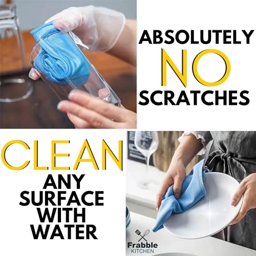 Frabble Kitchen 4 Pack Microfiber Kitchen Cloth for Cleaning - Magic Cleaning Cloth for Dusting, Cooking, Glass, Car & Utensils - Super Absorbent, Lint-Free, Reusable Duster Towel for Home & Kitchen - Image 3