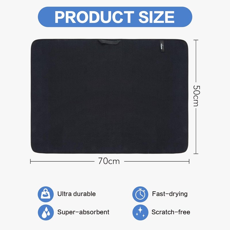 VIVOTE Microfibre Cloths, Waffle Tea Towels, Tea Towels for Kitchen, Premium Kitchen Towel, Highly Absorbent & Durable, Lint-Free Tea Towel, 50 x 70 cm, Pack of 4, Black - Image 2