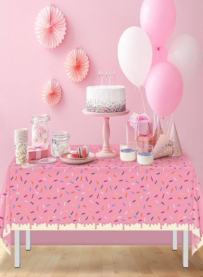 Hallswl 3Pcs Sprinkle Donut Tablecloth, Pink Ice Cream Table Cloth Disposable Plastic Rectangle Table Covers for Baby Girl Sweet One Birthday Donut Grow Up Donut Themed Party Decorations, 54 X 108 Inch - Image 5
