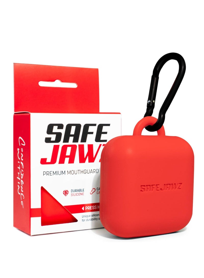 SAFEJAWZ Mouthguard Case with Carabiner Clip, Premium Durable and Flexible Silicone Design to Keep Mouth Guard Protected/Clean (One Size) (Red) - Image 1