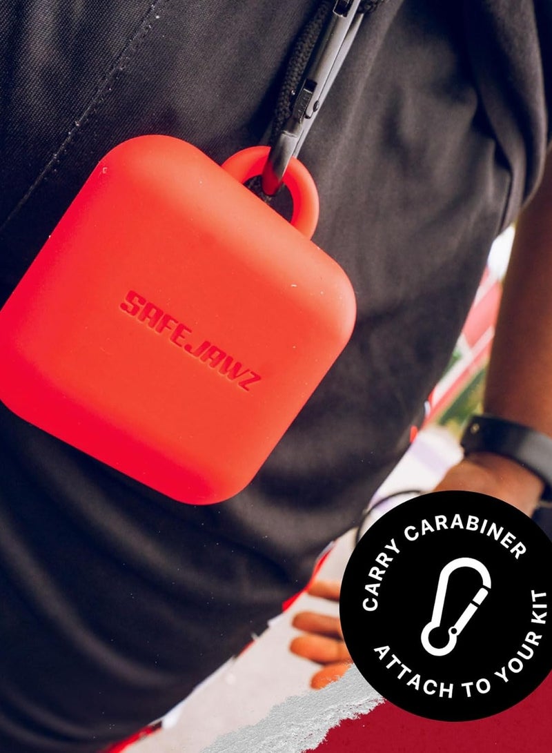 SAFEJAWZ Mouthguard Case with Carabiner Clip, Premium Durable and Flexible Silicone Design to Keep Mouth Guard Protected/Clean (One Size) (Red) - Image 2