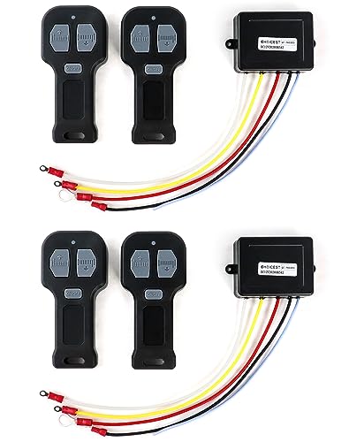 QWORK 12V Car Wireless Winch Electric Remote Control, 4 Pack Universal Mini 5 Wire Control Winch with Dual Manual Matching Transmitter Kit for Truck, ATV and SUV Winch Wireless System - Image 1
