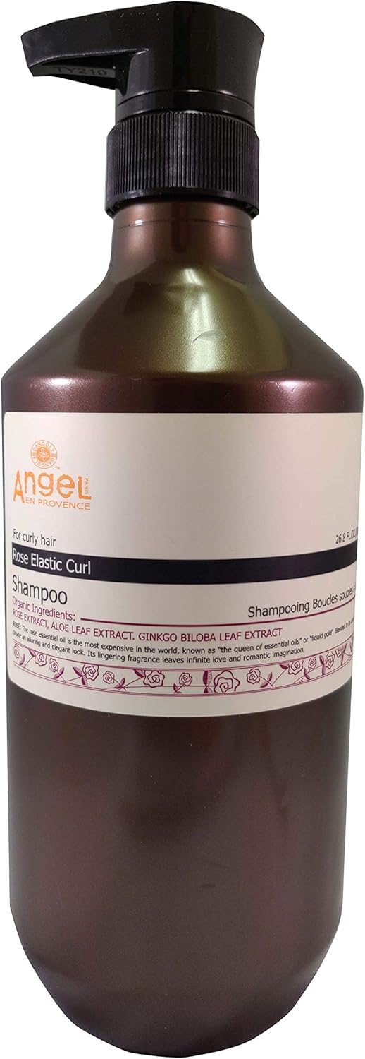 Angel en Provence Organic Rose Elastic Curl Shampoo Natural Veganfriendly 800ml Gently Cleanses and Leaves Hair Silky and Easy to Manage