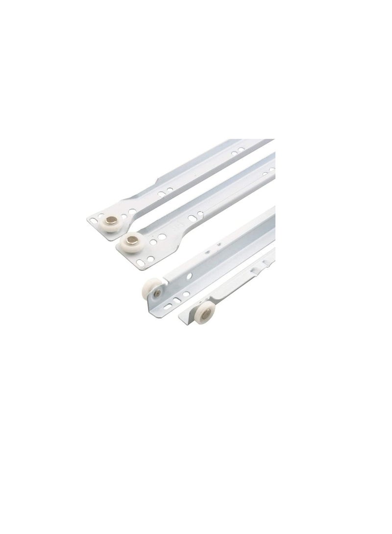 Robustline Roller Wheel Cabinet Drawer Keyboard Slide Glide Runner 2 Pairs (1.0mm Thickness), Heavy duty drawer slides (22") - Image 1