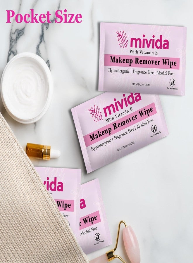 mivida 100 Count Individually Wrapped Makeup Remover Wipes with Vitamin E | Fragrance-Free, Alcohol-Free makeup wipes | Hypoallergenic single make up removing wipes - Image 3