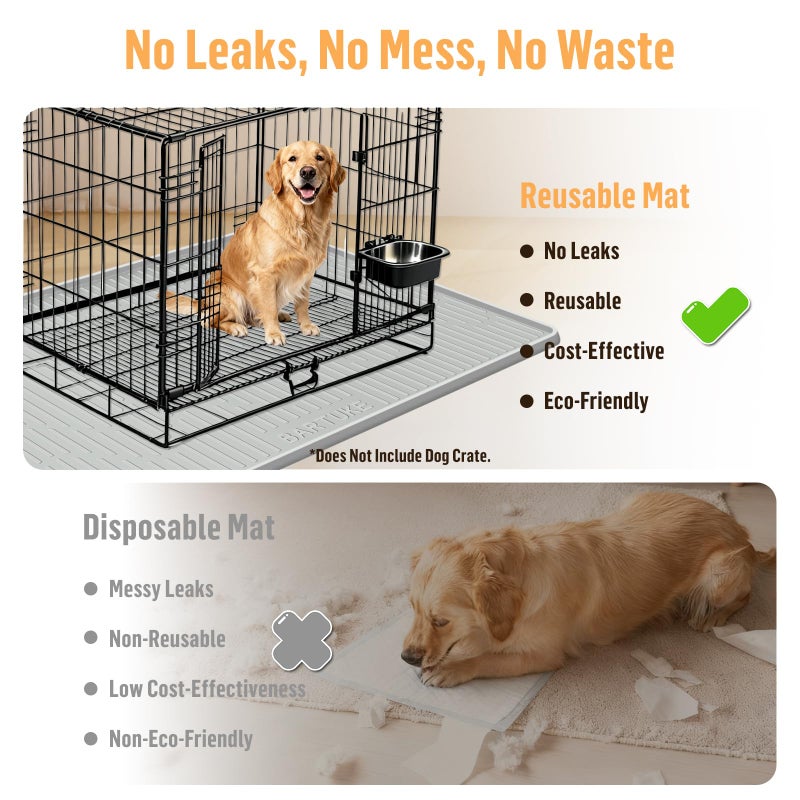 Bartuke Silicone Dog Crate Mat, 40"x 28" Crate Liner for Dog Cages, Kennel Mat with Raised Edge, Washable, Waterproof, Leakproof, Protect Floors - Image 4