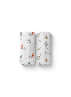 MOM'S HOME Baby Swaddle Blanketlarge Size Organic Muslin Cotton100X100 Cmpack Of 2Cat And Jungle Safari  - Image 2