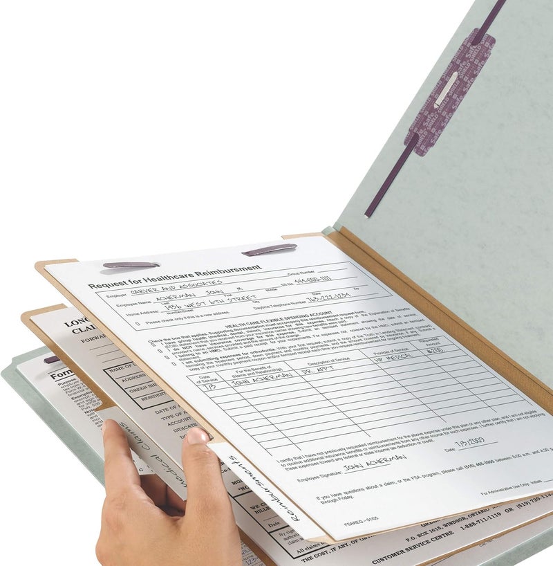 Smead Smead 100 Recycled End Tab Pressboard Classification File Folder with SafeSHIELD Fasteners 2 Dividers 2 Expansion Legal Size GrayGreen 10 per Box 29810  - Image 4