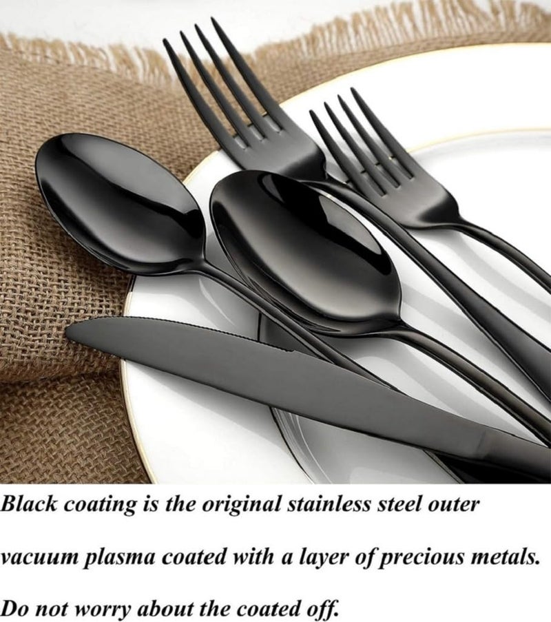 MOBDESK 20 Pcs Stainless Steel Black Flatware Tableware Cutlery Set Include KnifeForkSpoon Utensils for Dinner Dishwasher Safe Mirror Polished Comfortable Grip Smoothened Edges - Image 4