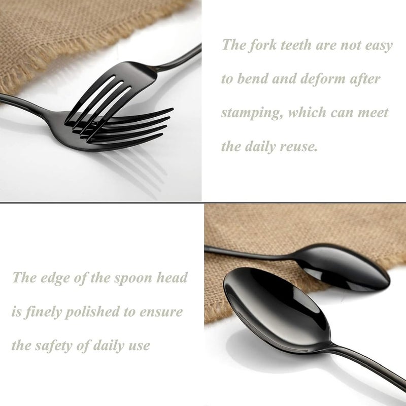 MOBDESK 20 Pcs Stainless Steel Black Flatware Tableware Cutlery Set Include KnifeForkSpoon Utensils for Dinner Dishwasher Safe Mirror Polished Comfortable Grip Smoothened Edges - Image 5