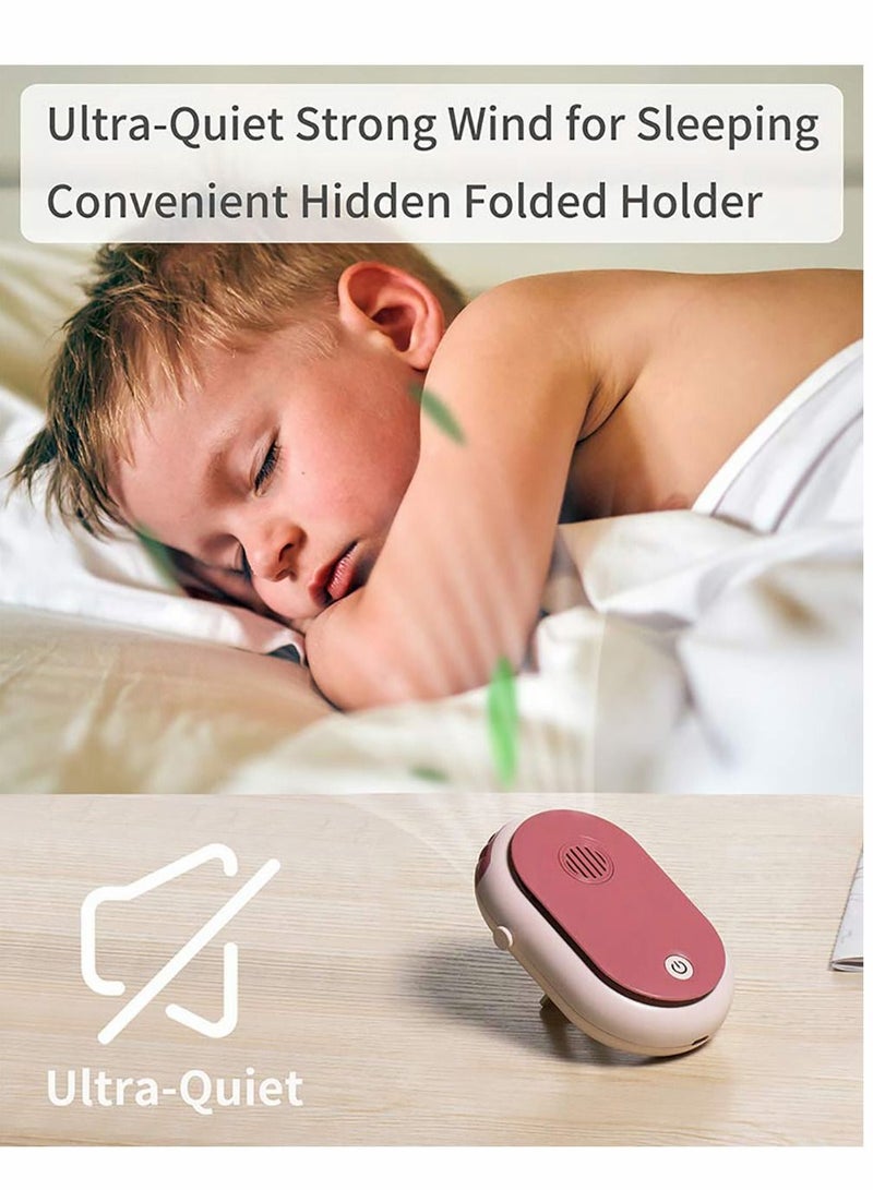 KASTWAVE Portable Hanging Neck Fan with Adjustable Lanyard,  3 Speed Wearable Mini USB, Pink - Image 4