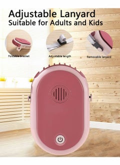KASTWAVE Portable Hanging Neck Fan with Adjustable Lanyard,  3 Speed Wearable Mini USB, Pink  - Image 5