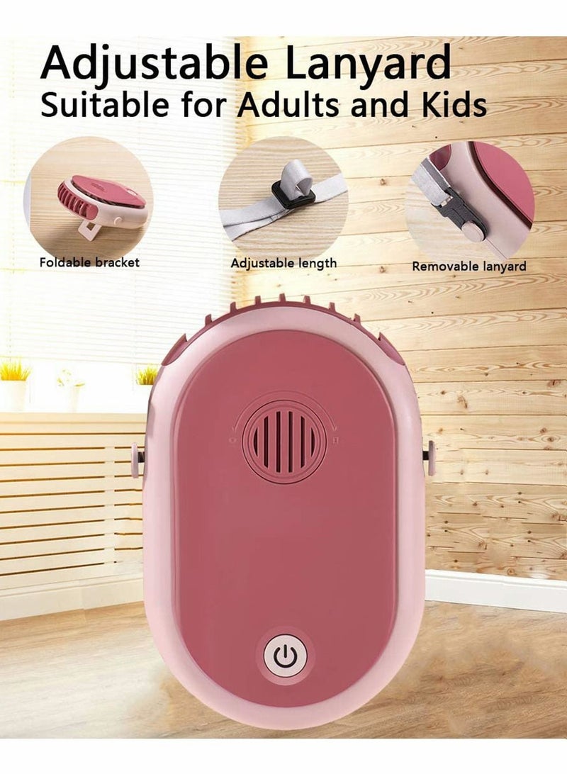 KASTWAVE Portable Hanging Neck Fan with Adjustable Lanyard,  3 Speed Wearable Mini USB, Pink - Image 5