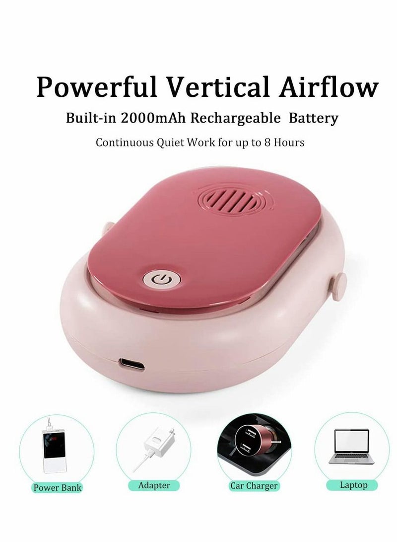 KASTWAVE Portable Hanging Neck Fan with Adjustable Lanyard,  3 Speed Wearable Mini USB, Pink - Image 3