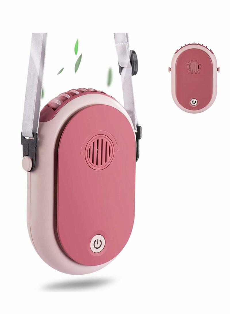 KASTWAVE Portable Hanging Neck Fan with Adjustable Lanyard,  3 Speed Wearable Mini USB, Pink - Image 1