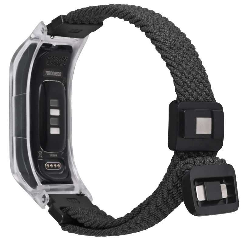C2D JOY Braided Nylon band Compatible with vivosmart 5 Activity Tracker Replacement Watchband with Transparent Case-Black - Image 1