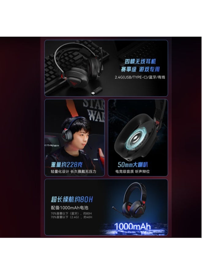 Taidu Ths318 Light Phoenix Gaming Edition Four-mode Wireless Gaming Headset Computer Headset Delta Fps Game Sound Positioning No Light Black