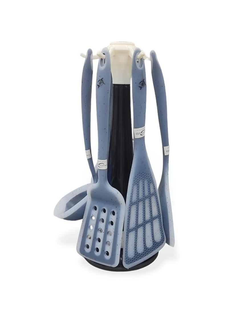Generic Silicone distribution set 7 pieces with plastic holder - Dark Grey  - Image 1