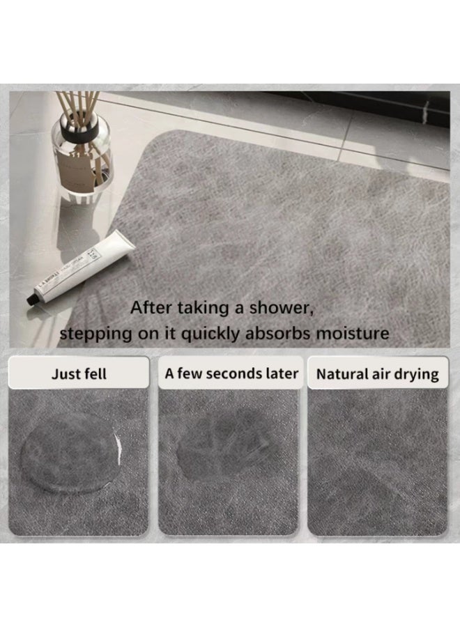Kutis 3-Piece European Simple Style Toilet Floor Mat Set Bathroom Carpet Set Diatom Mud Grey - Image 2