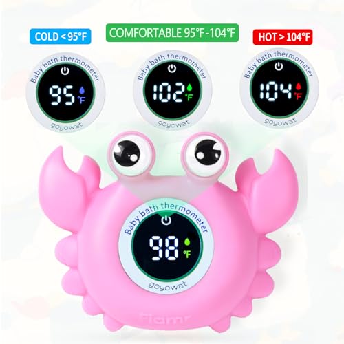 Goyowat Baby Bath Thermometer Crab Toy - Digital Floating Water Thermometer with LED Display & Color Alerts for Infants, Cute Bath Tub Sensor & Safe Bath Time Essential Toy - Image 3