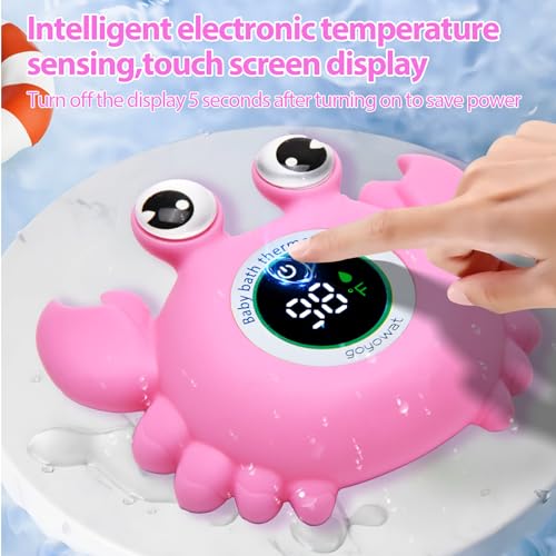 Goyowat Baby Bath Thermometer Crab Toy - Digital Floating Water Thermometer with LED Display & Color Alerts for Infants, Cute Bath Tub Sensor & Safe Bath Time Essential Toy - Image 4