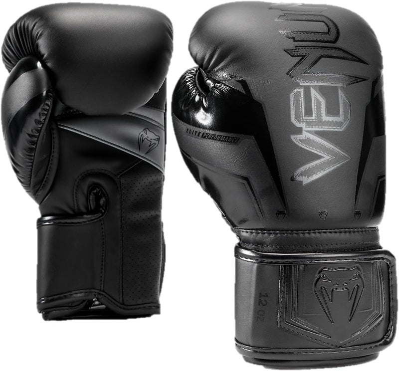 Elite Evo Boxing Gloves - Black/Black - Image 2