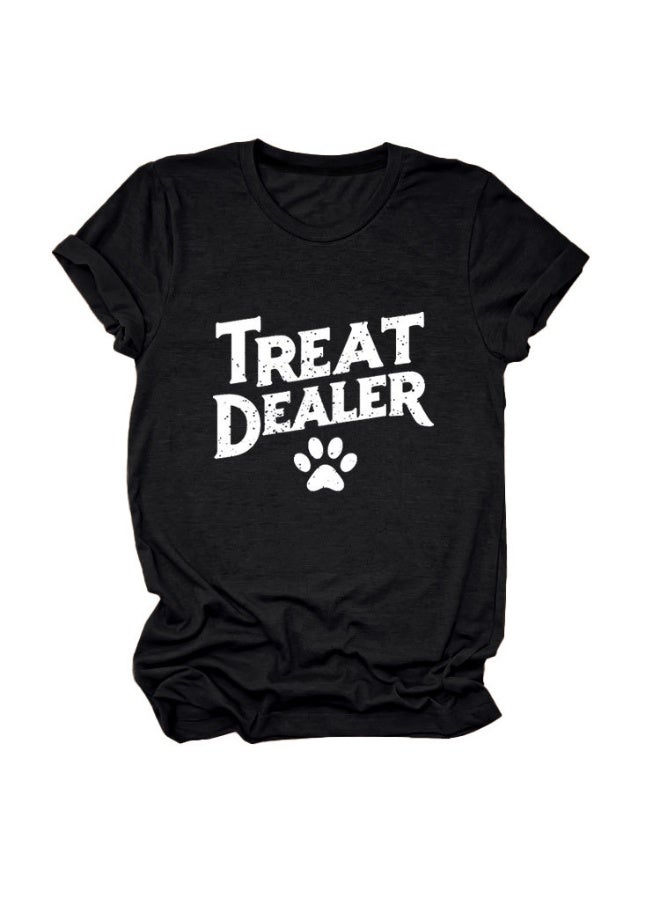 Treat Dealer T Shirt for Women Cute Dog Paw Print Graphic Tees Funny Dog Mom Shirt Puppy Lover Gifts Casual Tops - Image 1