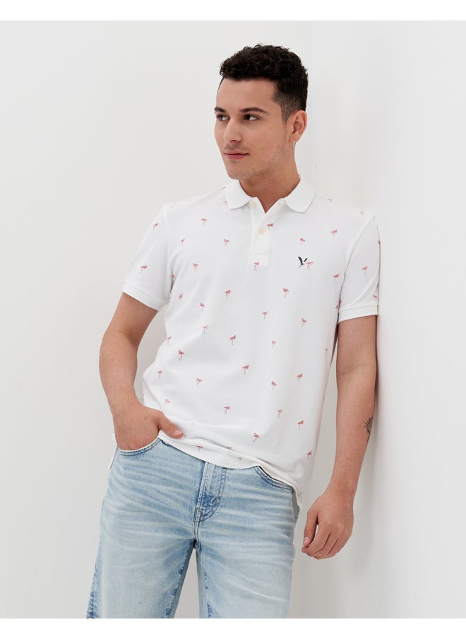 American Eagle - AE Printed Flex Pique Polo Shirt - Image 1