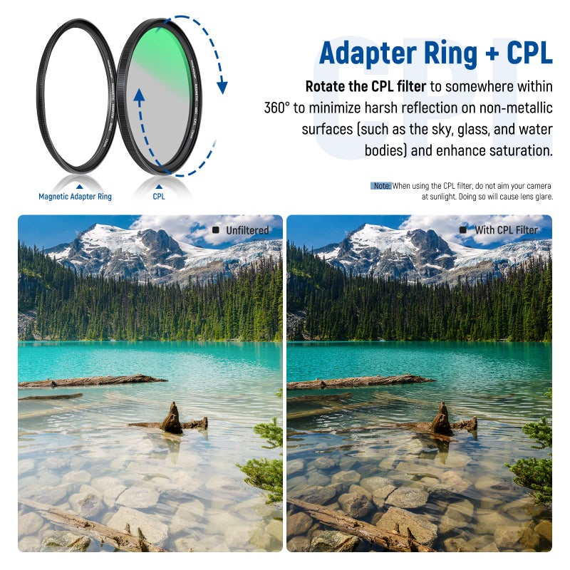 NEEWER 72mm 5-in-1 Magnetic Lens Filter Kit, Includes Neutral Density ND1000+MCUV+CPL+Adapter Ring+Filter Cap with 42-Layer Coating/Ultra Slim/Scratch Resistant HD Optical Glass&Water-Resistant Pouch - Image 5
