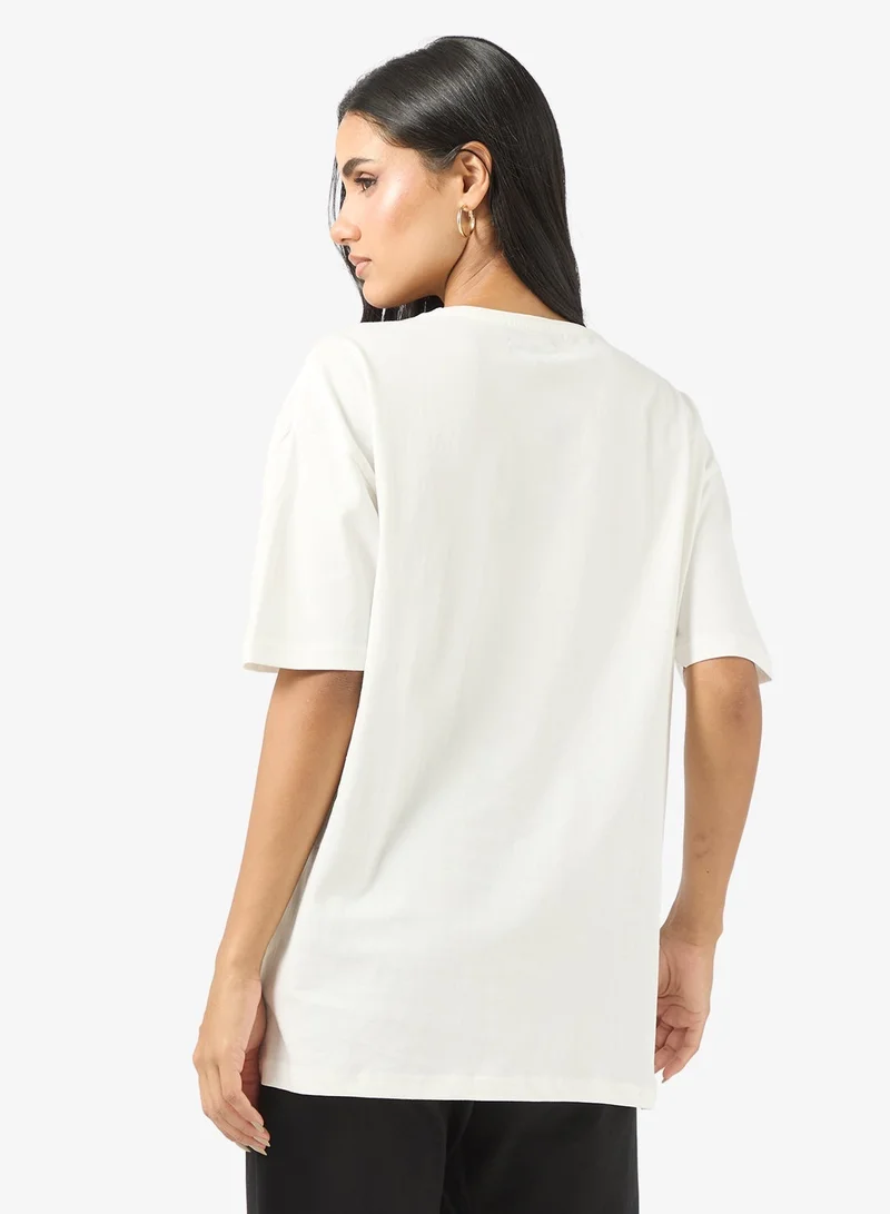 Ginger Cotton Oversize Varsity Graphic T-shirt