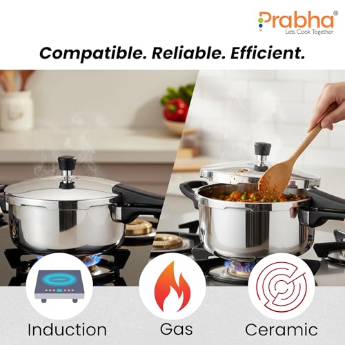 Prabha Stainless Steel Pressure Pan Outer Lid 2 Litre | Tri-Ply Whizz Cookers Manual | Kitchen Cookware Pots & Pans | ISI Certified Fast & Safe Healthy Cooking | Gas & Induction - Image 5