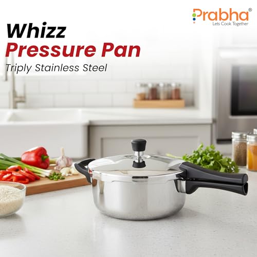 Prabha Stainless Steel Pressure Pan Outer Lid 2 Litre | Tri-Ply Whizz Cookers Manual | Kitchen Cookware Pots & Pans | ISI Certified Fast & Safe Healthy Cooking | Gas & Induction - Image 3