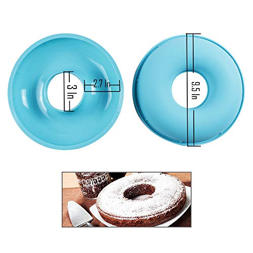 Webake Jumbo Silicone Donut Cake Pan Non-Stick Bagel Cake Mold 10 inch Set of 2 Halves Baking Molds - Image 3