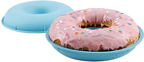 Webake Jumbo Silicone Donut Cake Pan Non-Stick Bagel Cake Mold 10 inch Set of 2 Halves Baking Molds - Image 1