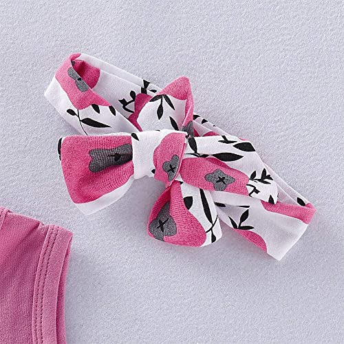 Hipea Toddler Baby Girl Outfits Flower Tops Sleeveless Vest Shorts Headband Summer Clothes Set(2-3T) - Image 5