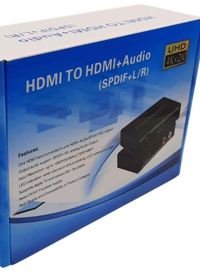 محول HDMI إلى HDMI+صوت | يستخرج الصوت (SPDIF + يسار/يمين) من HDMI | يدعم دقة 1080 بكسل | جاهز للتوصيل والتشغيل - Image 1