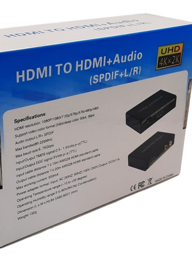 محول HDMI إلى HDMI+صوت | يستخرج الصوت (SPDIF + يسار/يمين) من HDMI | يدعم دقة 1080 بكسل | جاهز للتوصيل والتشغيل - Image 2